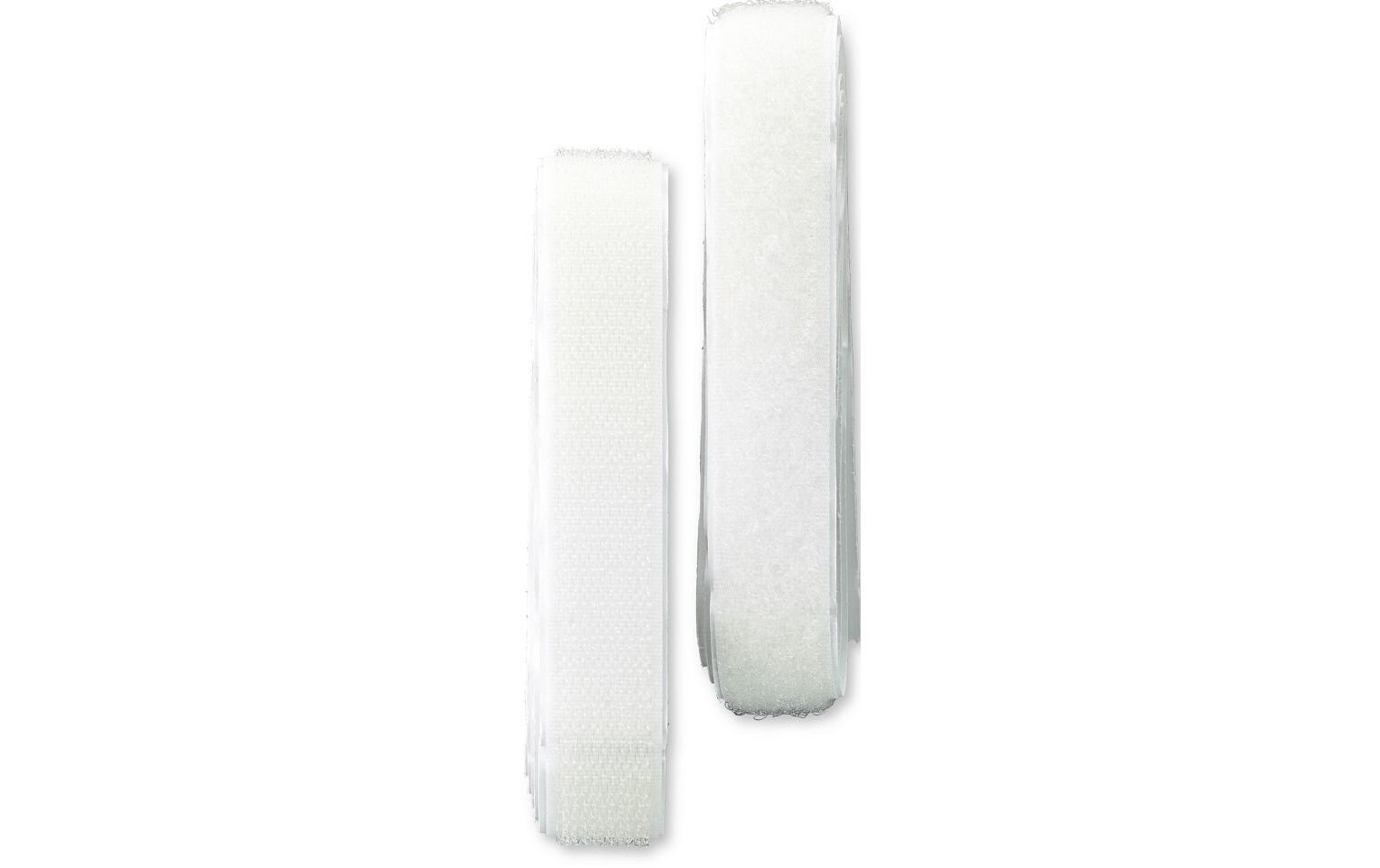 Klettbandverschluss 1.2 mm selbstklebend, WeissSelbstklebendes Haftverschlussband in Weiss