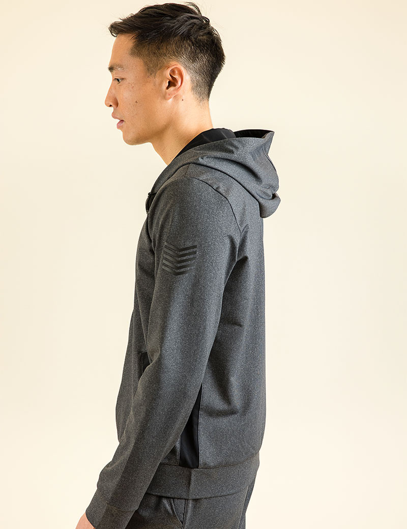 HBT URBAN | KEATON-HOOD BLOUSON HOMME GRIS CHINÉ/NOIR