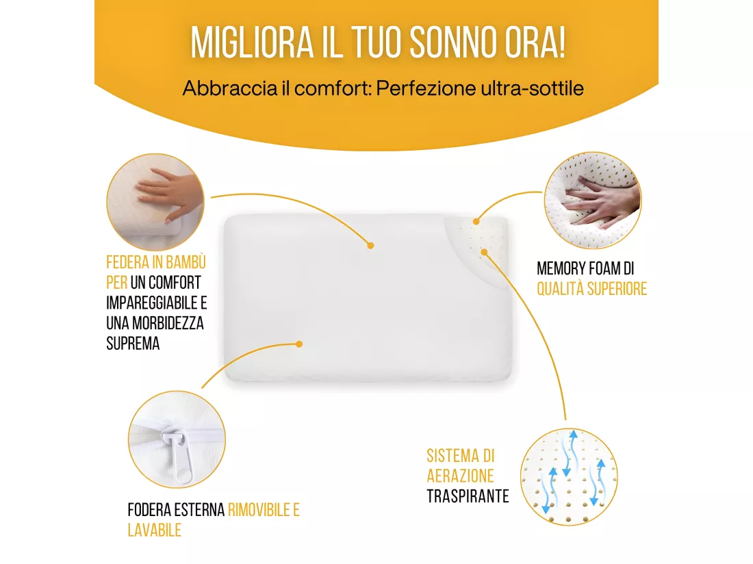 Oreiller EXTRA PLAT pour Personnes qui Dorment sur le Ventre S et Taie en Satin Extra – 50x30x5,5 - INPHYSIO