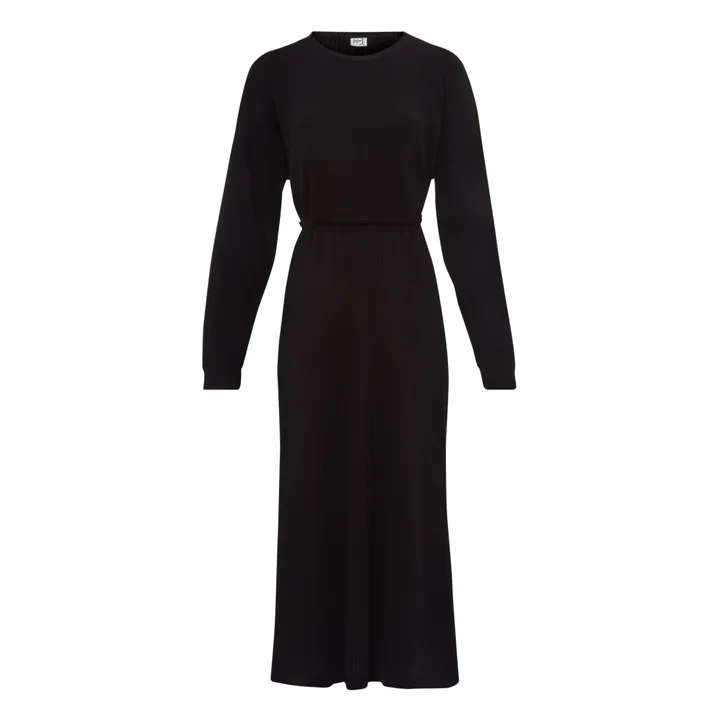 Baserange Robe Côtelée Shawn Coton Bio | Noir