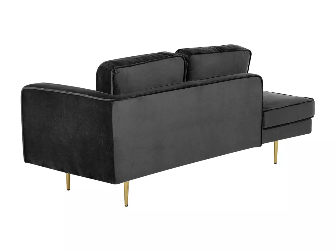 Chaise longue en velours noir côté droit MIRAMAS