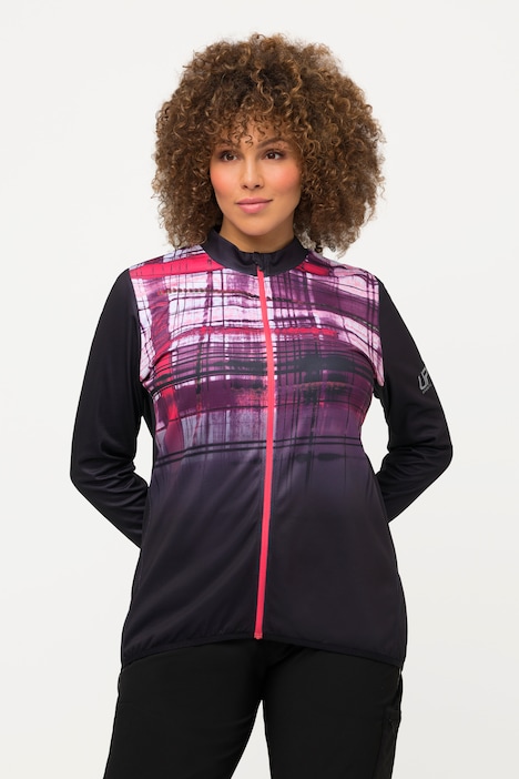 Radfahr-Trikot, Slim, Stehkragen, Langarm, Tasche