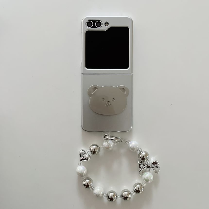 Edgin - Effen mobiele telefoonhoesje met berenhouder - Samsung Galaxy Z Flip 3 / Flip 4 / Flip 5