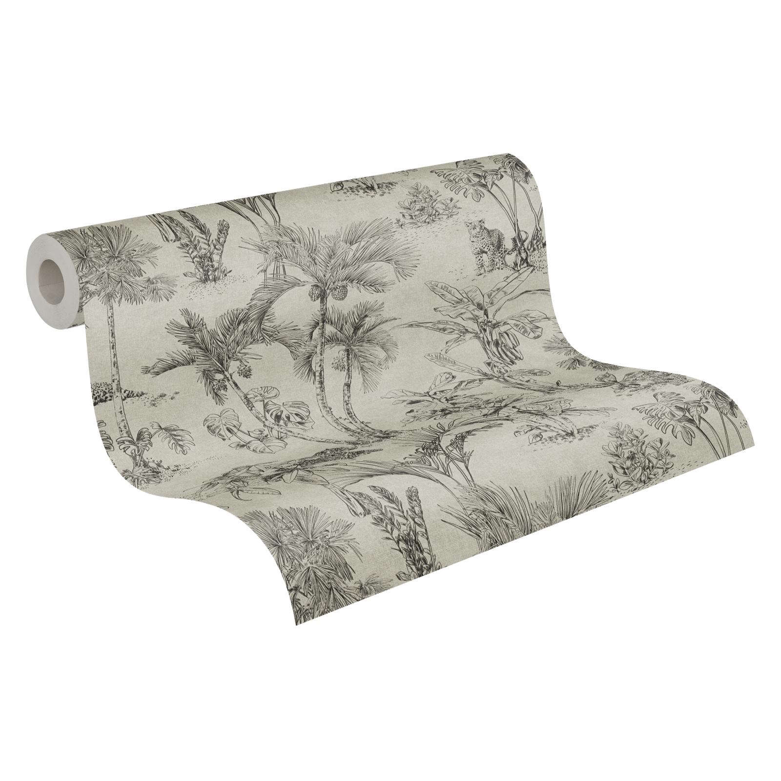 Vliestapete - Blumen - creme-schwarz - 10 Meter