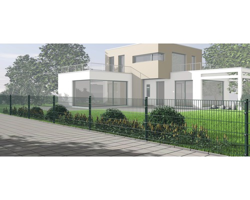 Verlengset voor dubbelstaafmat hekwerkset 6/5/6 inclusief 1 hoekpaal en klemhouder 63 cm x 2,5 m, groen