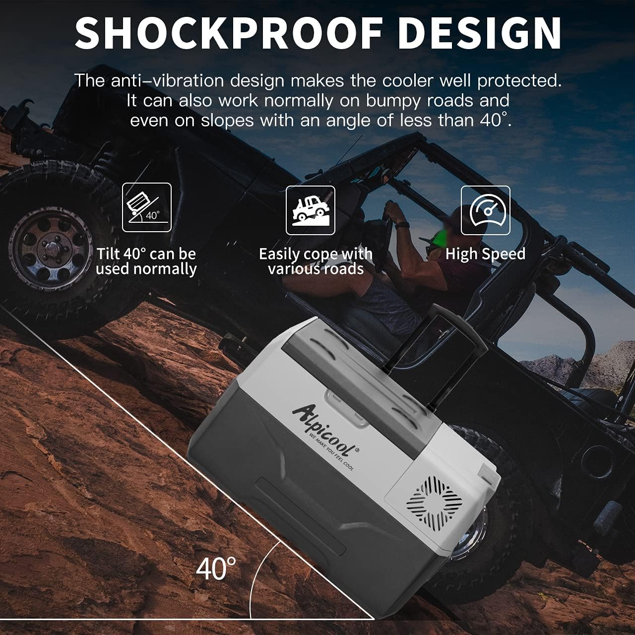 Alpicool CX30 30L Kompressor Kühlbox 12V tragbarer Kühlschrank elektrische Gefrierbox klein Gefrierschrank für Auto camping, Lkw, Boot und Steckdose mit USB-Anschluss, Teleskopstange Rad