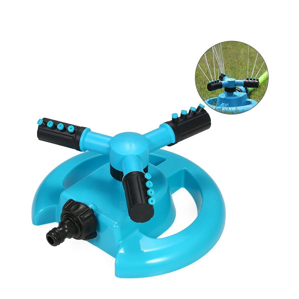 360° Drehbarer 3-Arm Rasensprinkler Garten Rasensprenger mit 12 Sprühdüsen - Blau