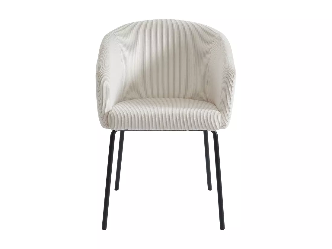 Lot de 2 chaises avec accoudoirs en velours côtelé et métal - Crème - MORONI de Pascal MORABITO