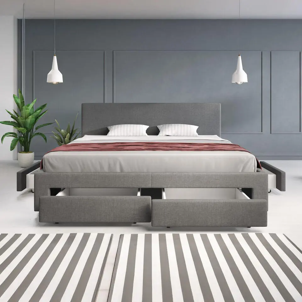 Meubella - Tweepersoonsbed Suente - Grijs - 180x200 cm