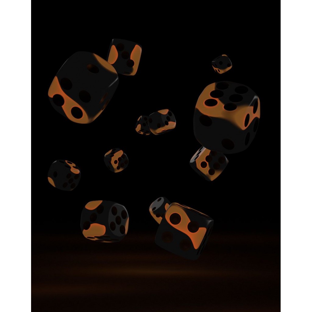 Oakie Doakie Dice dés - D6 12 mm Glow in the Dark (36) Lava