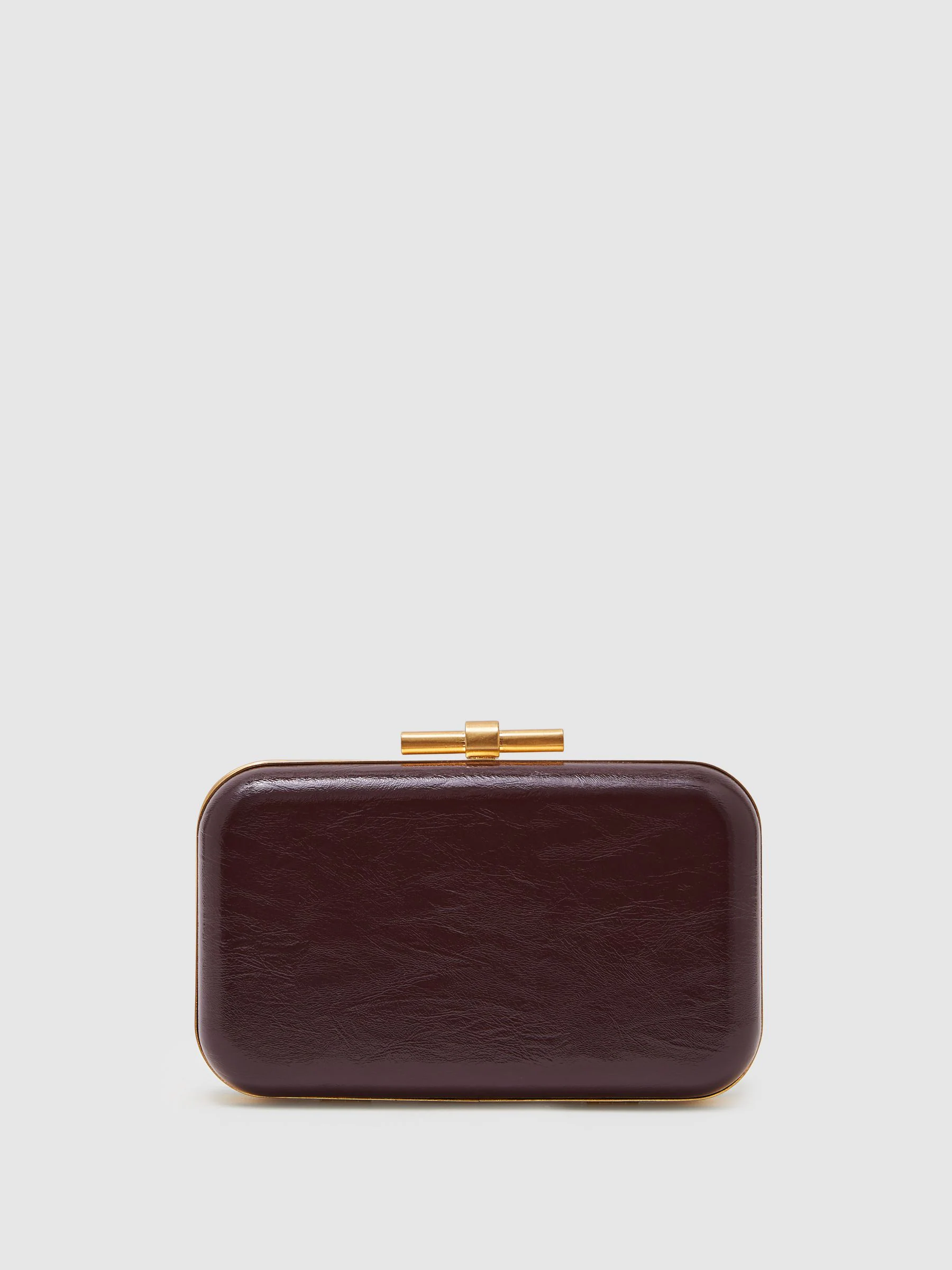 Reiss Junie Patent Box Clutch Bag