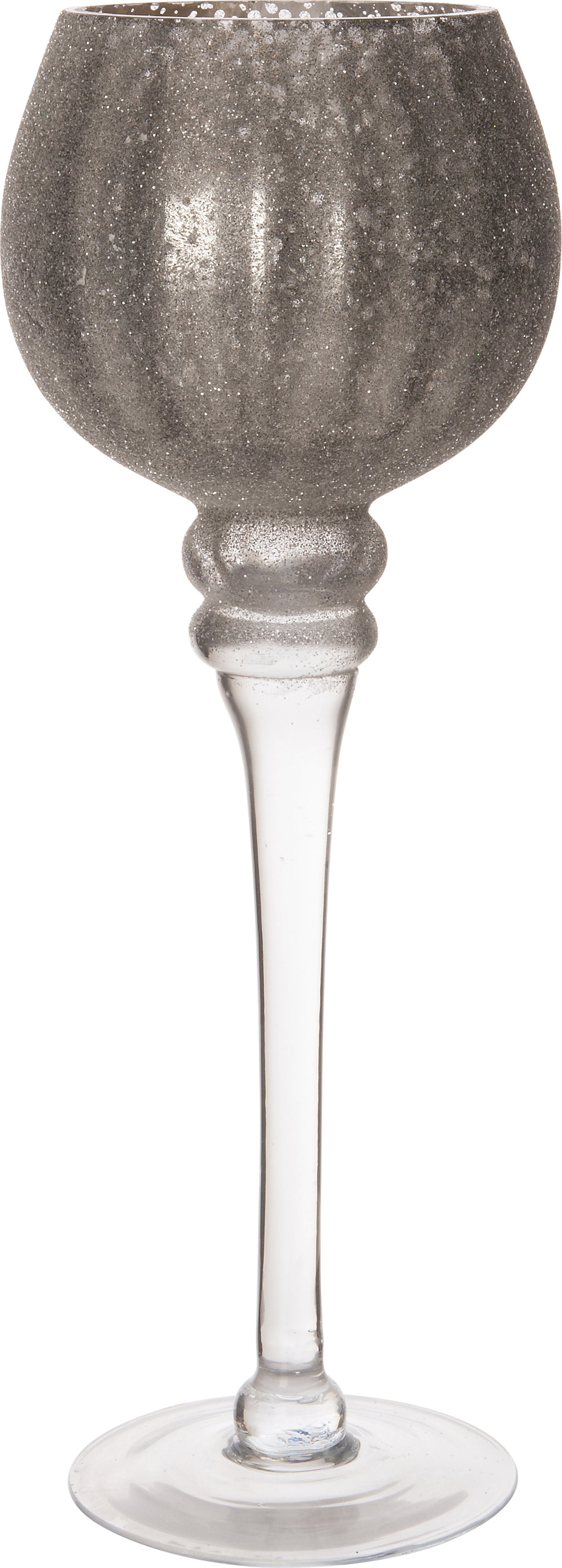 Intratuin waxinelichthouder op voet Lucie grijs / zilver D 11 H 30 cm