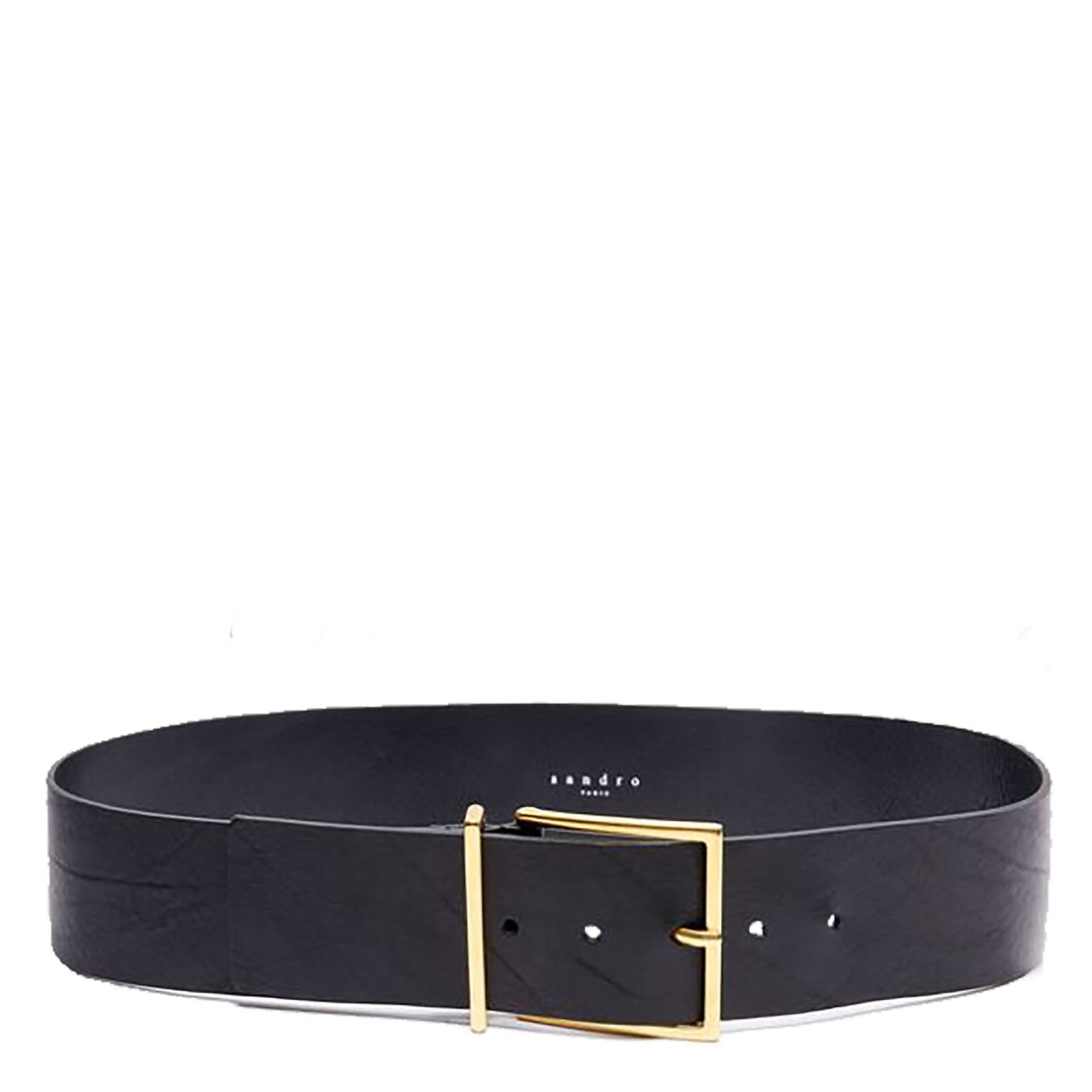 CAMERON - Ceinture large en cuir de vachette | Noir