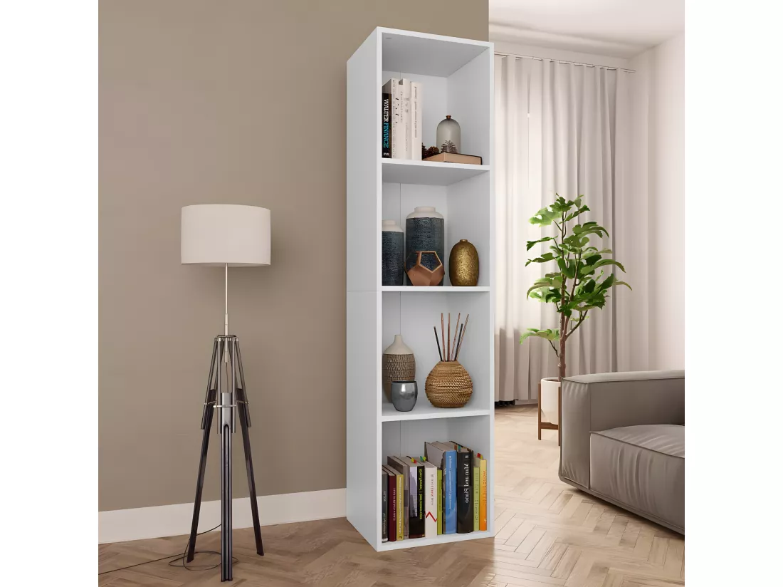 Bibliothèque/Meuble TV Blanc 36x30x143 cm Bois d'ingénierie