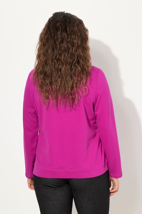 Sweatshirt, Stehkragen, Saum-Zipper, Langarm