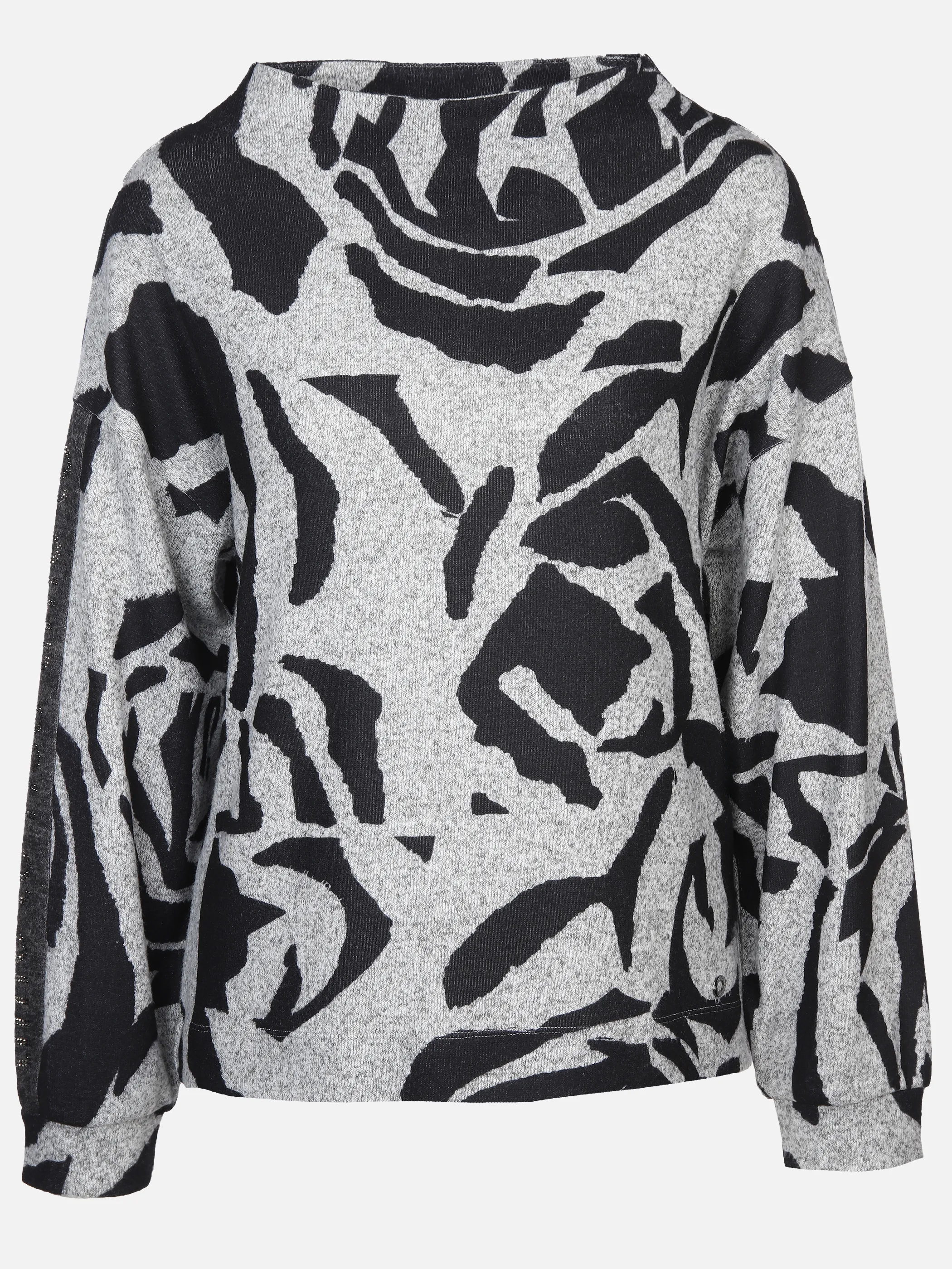 Damen Flauschshirt mit Strassverzierung auf einem Ärmel