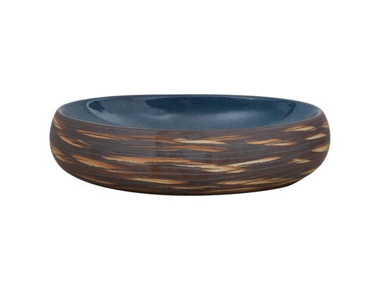 VIDAXL - Vasque à poser marron et bleu ovale 59x40x15 cm céramique