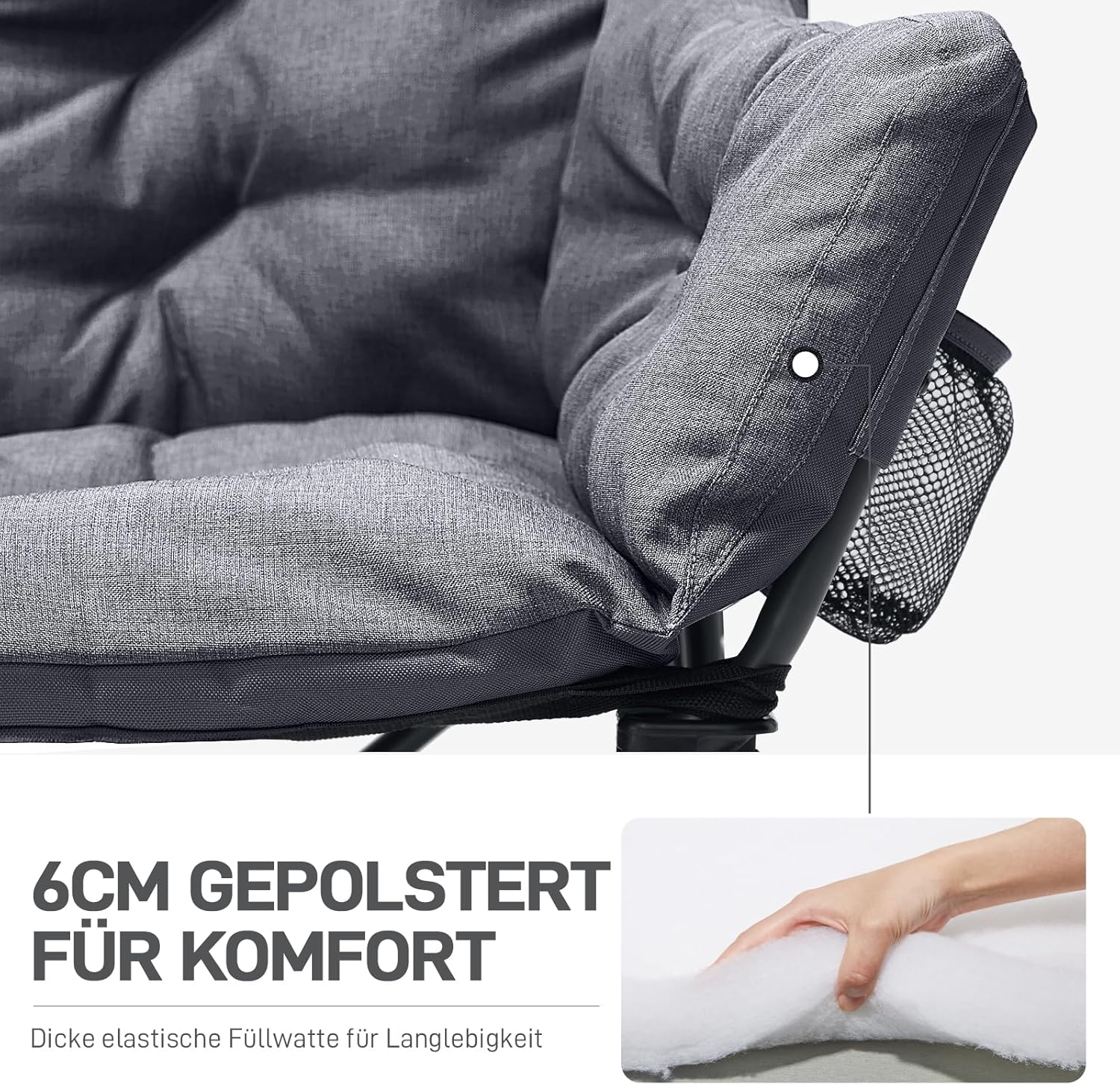 EVER ADVANCED Campingstuhl Faltbar 145cm Breit für 2 Personen Faltsofa 400KG Belastbar, Campingsofa Dick Gepolstert Klappstuhl 2 Sitzer Hohe Lehne Extra Breit für Outdoor Garten Balkon Indoor