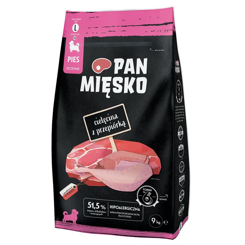 Pan Mięsko Large Puppy veau, caille