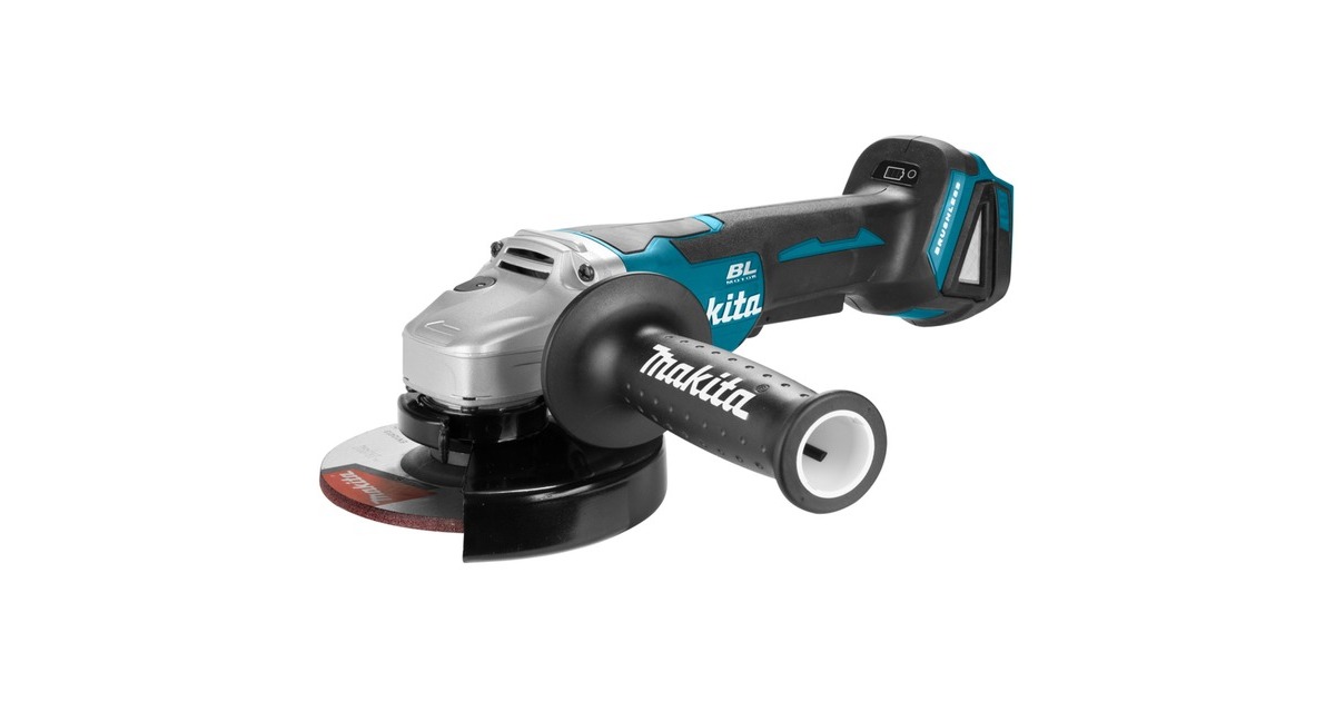 Makita18 V Haakse slijper 125 mm DGA505ZJ  (Blauw/zwart, accu's en lader niet inbegrepen | in Mbox | veiligheidsschakelaar)