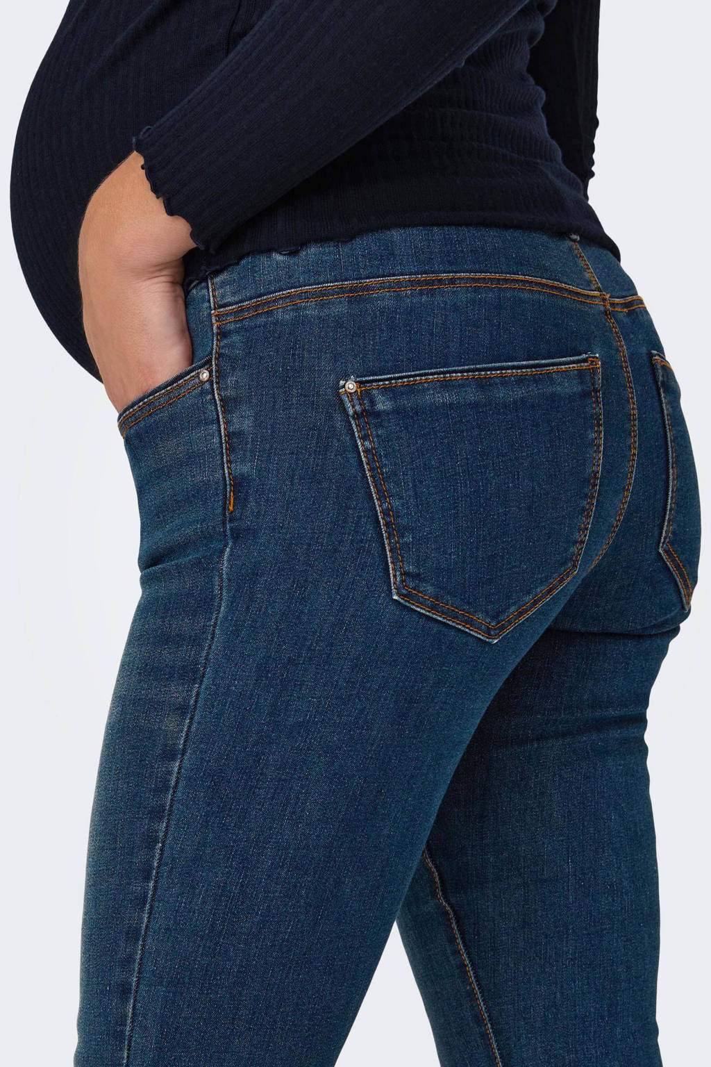 ONLY MATERNITY skinny zwangerschapsjeans OLMWAUW dark blue denim