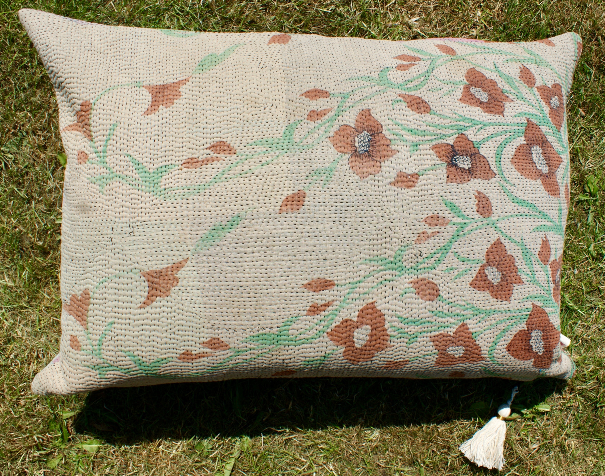Kussen Kantha vintage 50x70 cm Terra Flower