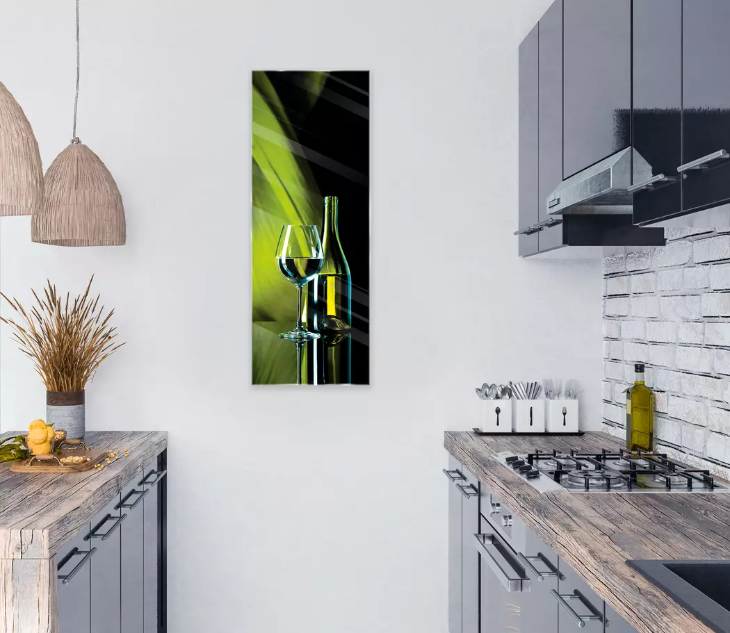 Glasbild 30 x 80 cm White Wine IV