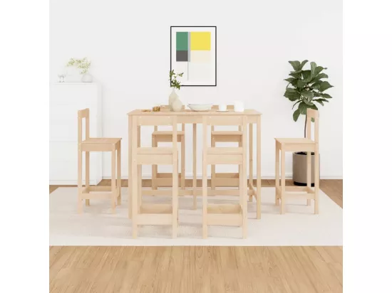 Ensemble de bar 7 pcs Bois de pin massif