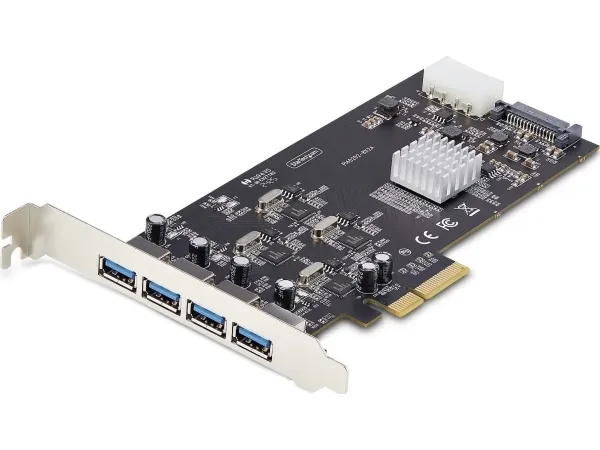 StarTech.com 4-Port USB-A PCIe Card, USB 3.2 5Gbps, 4x USB Controllers - USB-adapter - PCIe 2.0 x4 - USB 3.2 Gen 1 x 4 - sort - for P/N: FCREADMICRO3V2, USB315AC1M, USB3S2SAT3CB