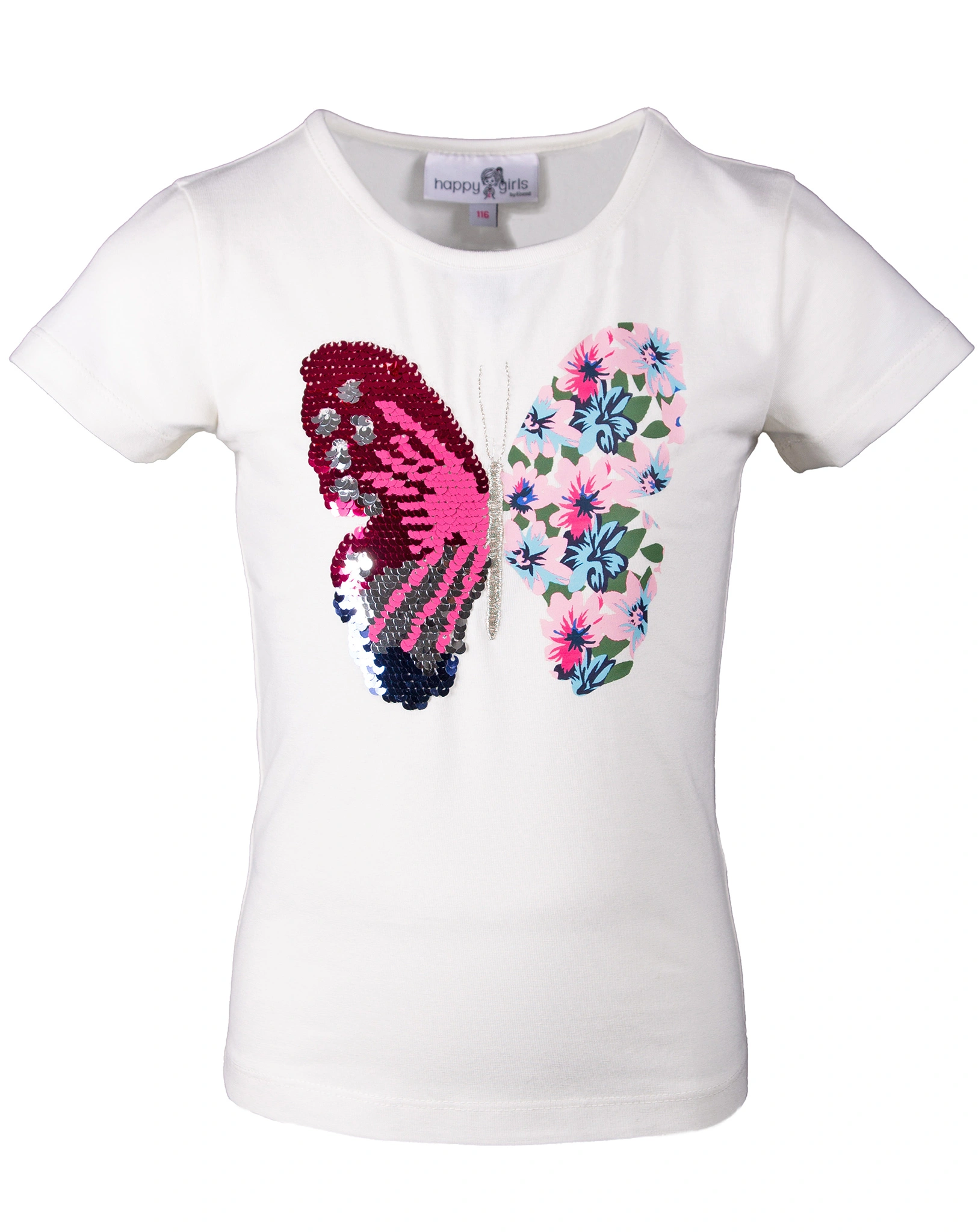T-Shirt SCHMETTERLING mit Pailletten in ecru