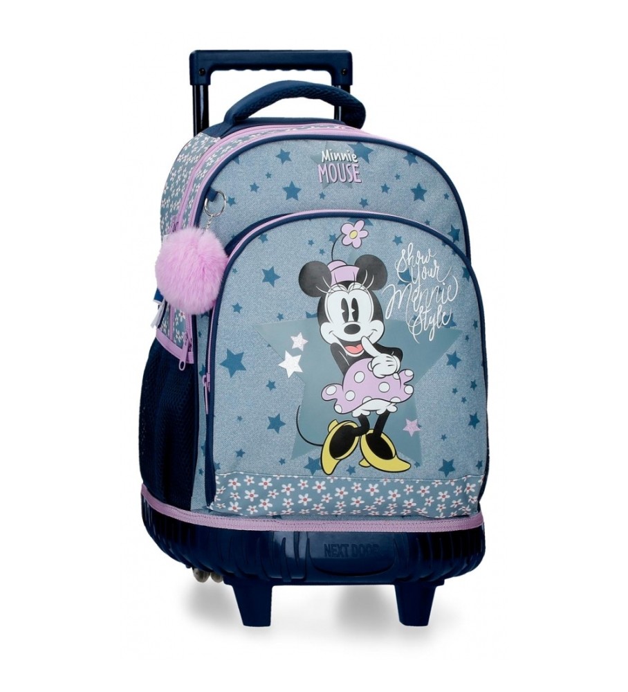 Mochila com Rodas Estilo Minnie Mouse da Disney 2R - Azul - 32x43x21cm -