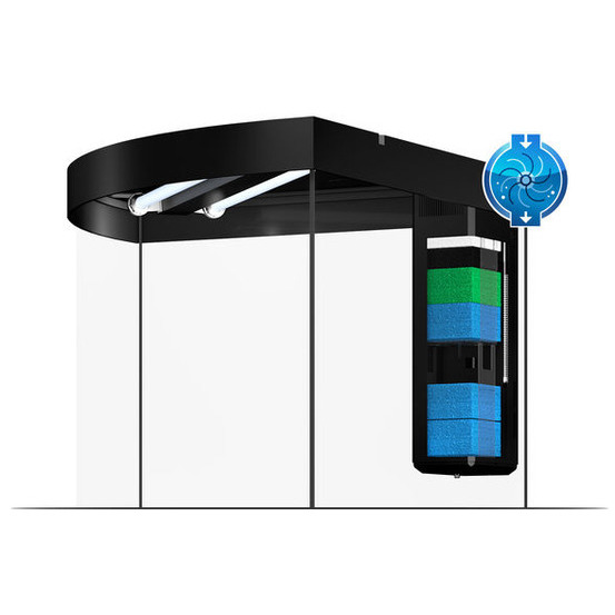 Aquarium avec meuble LED Trigon 190 en bois blanc - H.73 cm
