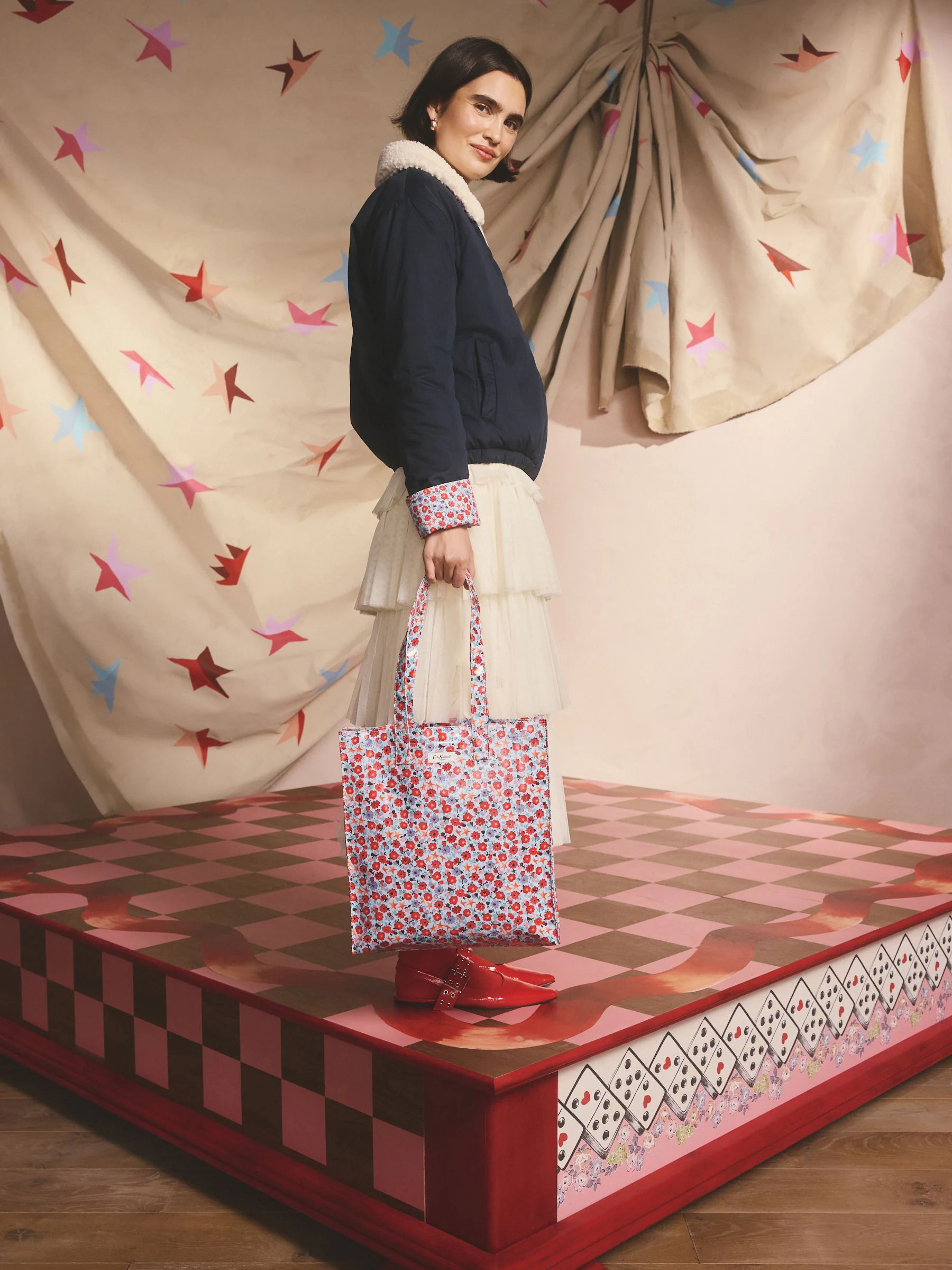 Blauwe vouwbare sterretjesprint - Cath Kidston grote boekentas