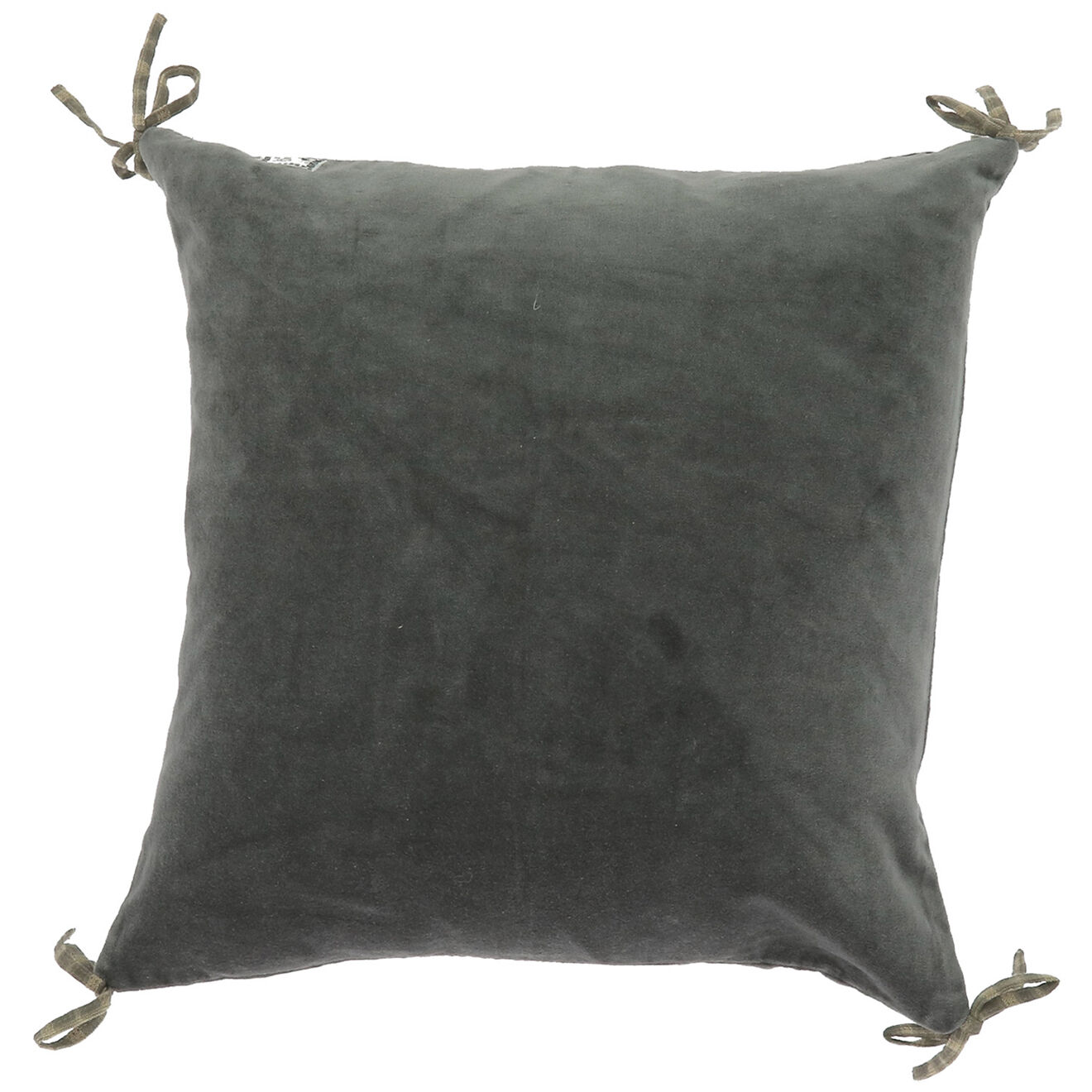 En Fil d'Indienne Housse de Coussin en Velours de Coton anthracite  - 45x45 cm