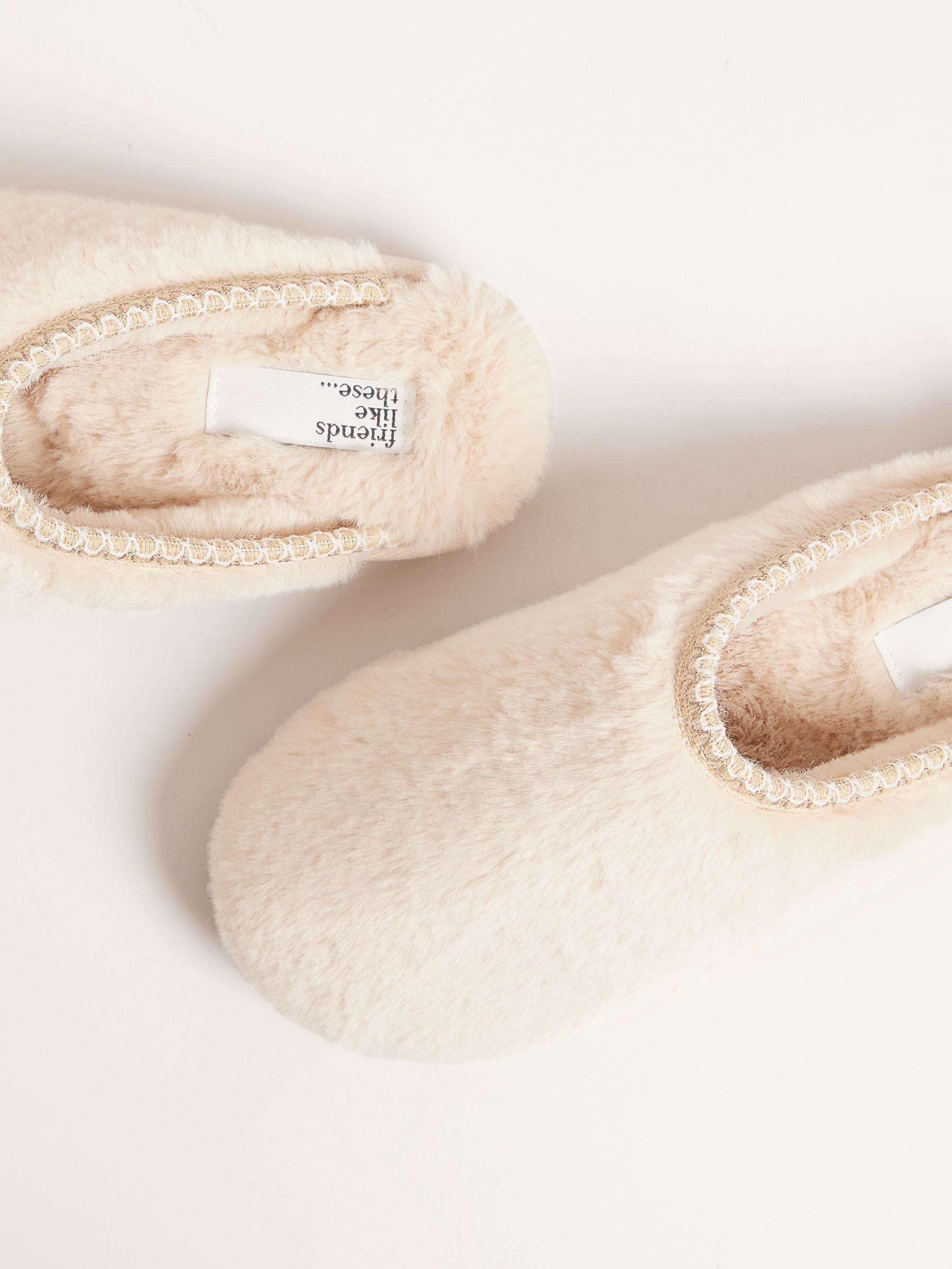 Neutraal - Friends Like These Supersoft Geborduurde Tape Imitatiebont Nachtkleding Muiltje Pantoffel