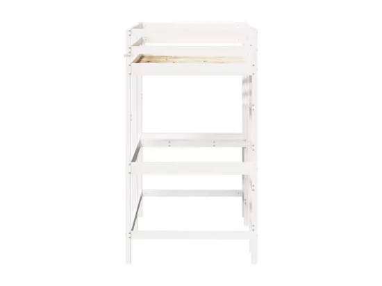 Lit superposé avec bureau blanc 90x190 cm bois de pin massif