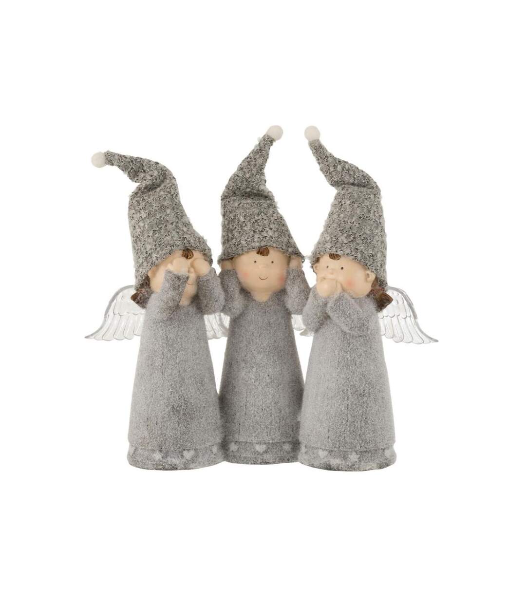 Paris Prix - Statuette Déco Led 3 Anges 28cm Gris