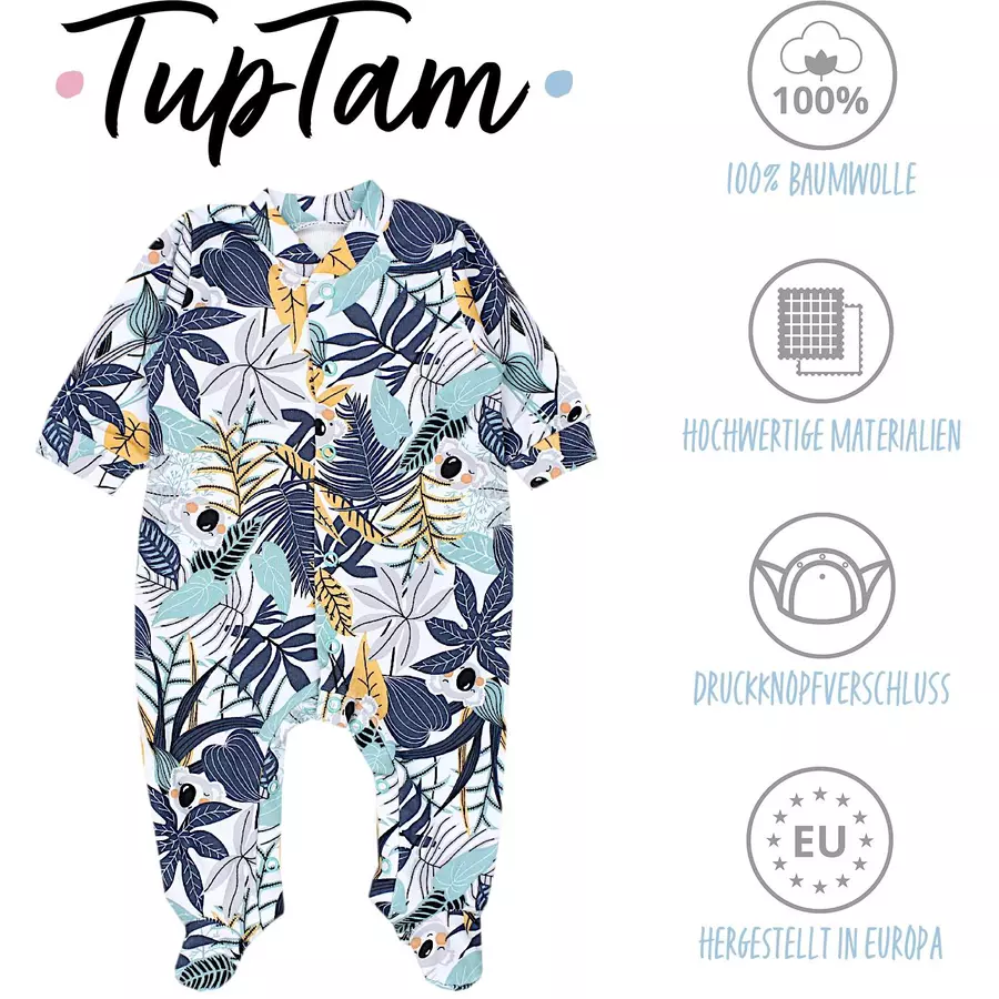 TupTam Baby Jungen Schlafstrampler mit Fuß 3er Pack orange
