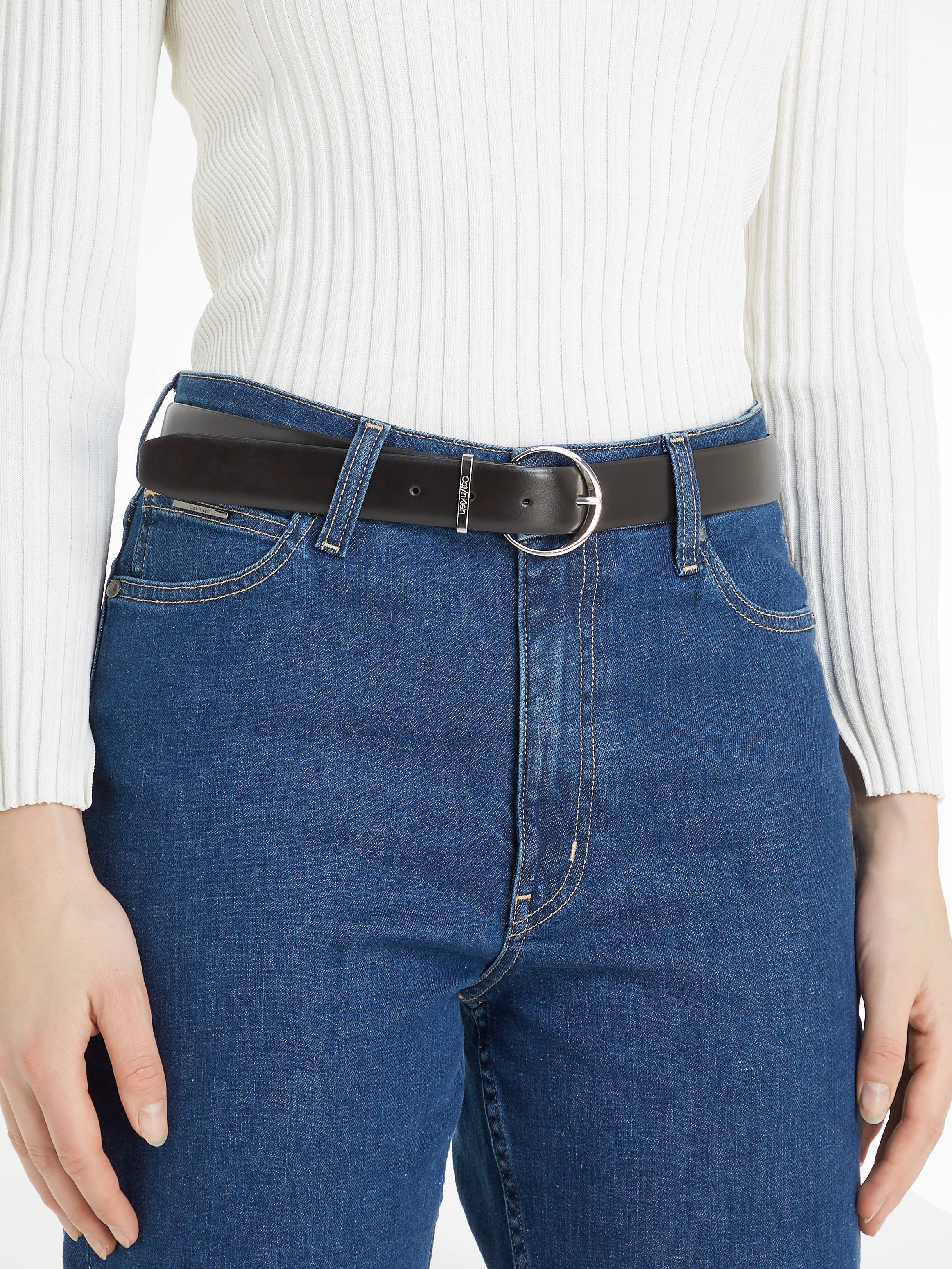 Calvin Klein leren riem zwart