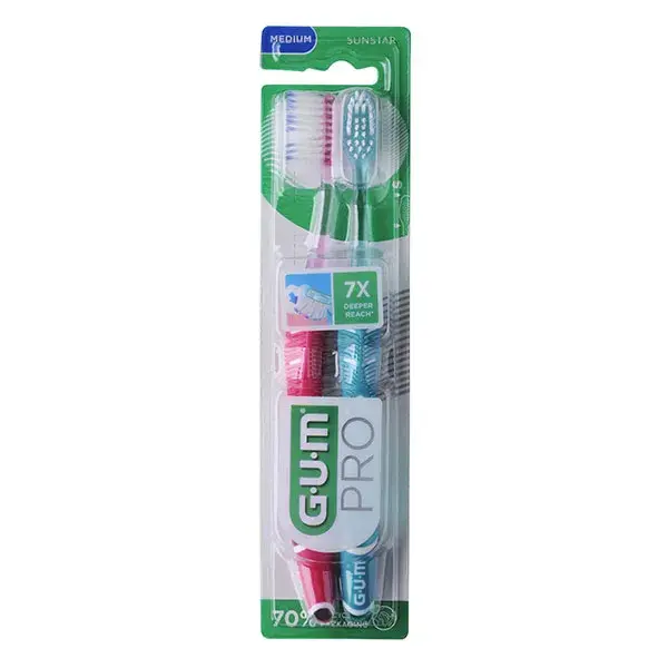 Escova de dentes técnica Gum Pro Medium, pacote com 2 unidades.