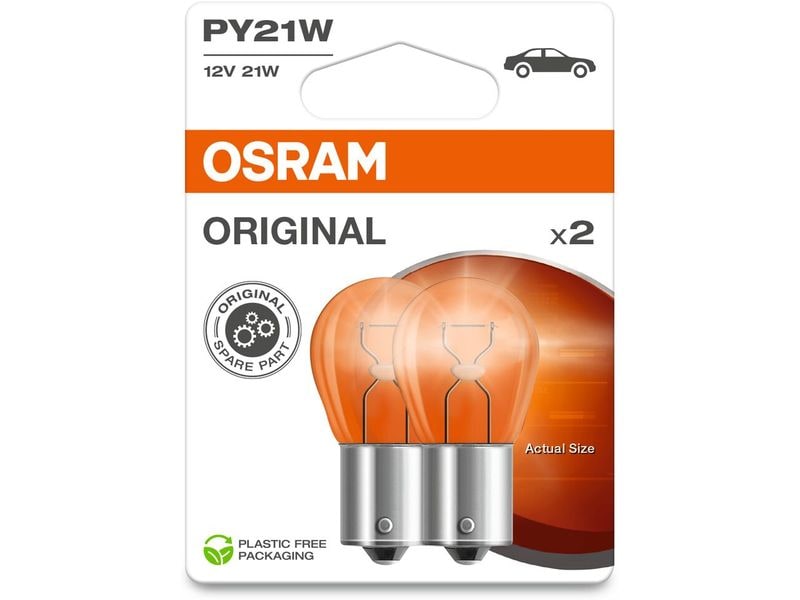 OSRAM Signallampen PY21W PKW 12 V/21W Signallampe mit BAU15s Sockel
