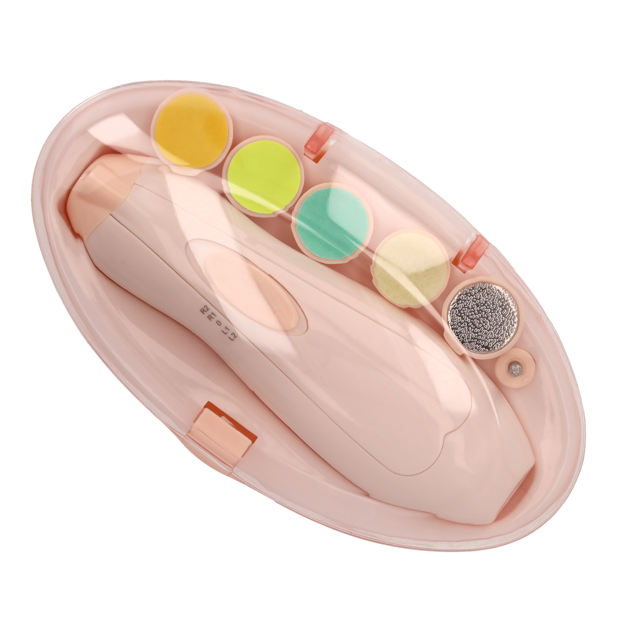 (8-tlg. Set) Elektrisches Baby Maniküre Trimmer Set mit LED (Batteriebetrieben) - Rosa