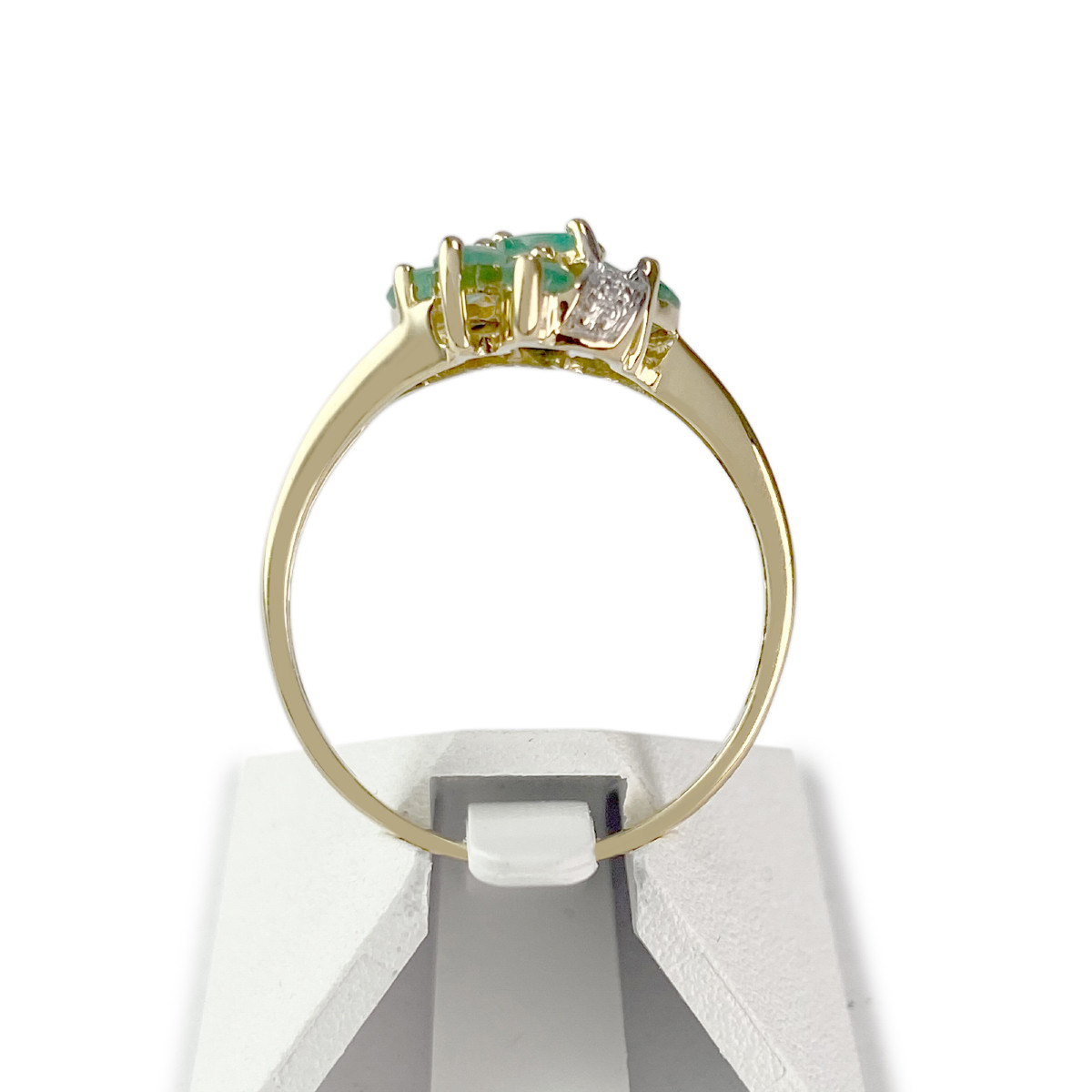 Bague d'occasion or 750 2 tons émeraudes et diamants