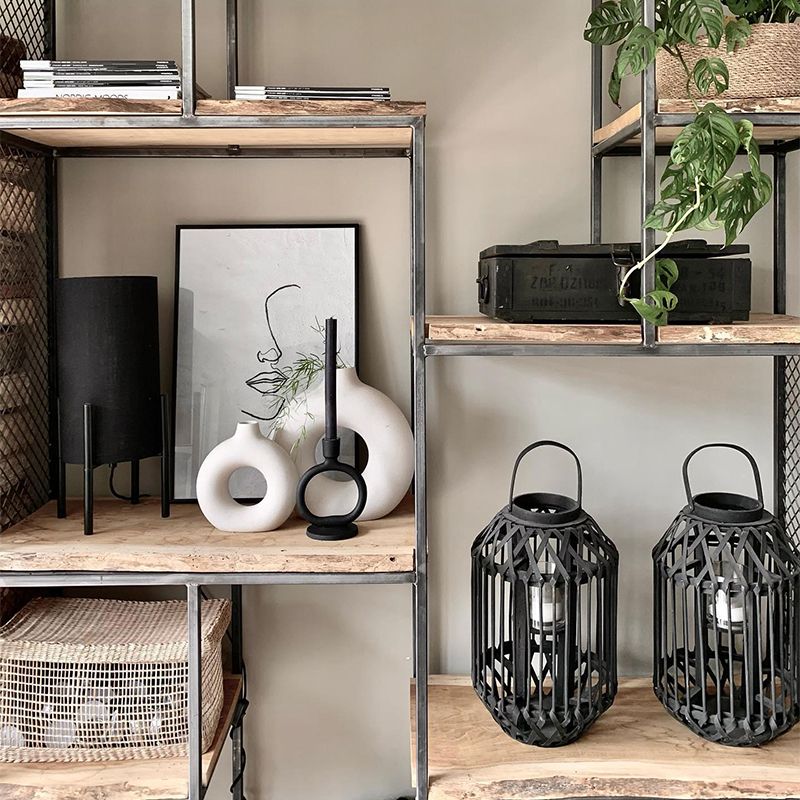 Moderne tafellamp zwart met velours zwarte kap - Rich