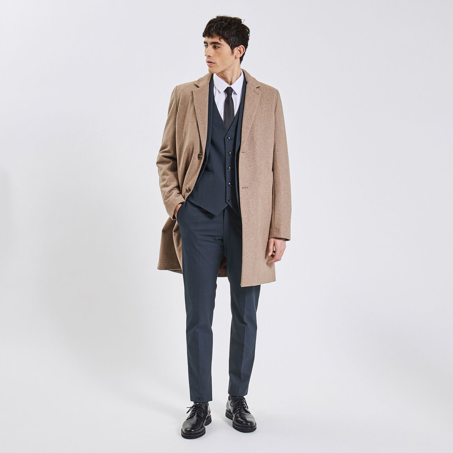 Gilet de costume slim à carreaux Bleu