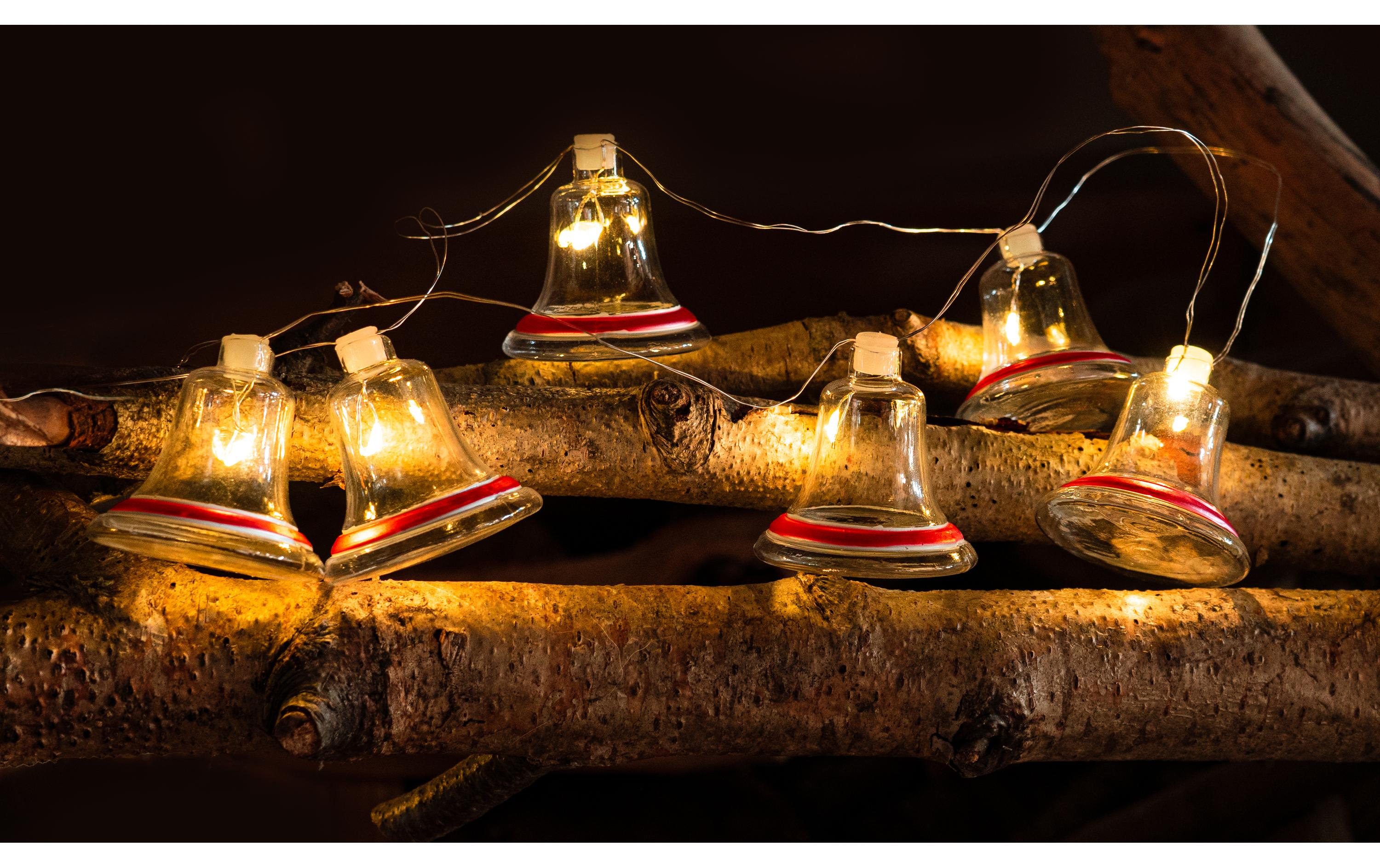 Weihnachtslichterkette Tiffany Glocke, 8 Lampen, RotLichterkette mit 8 Lämpchen aus Glas