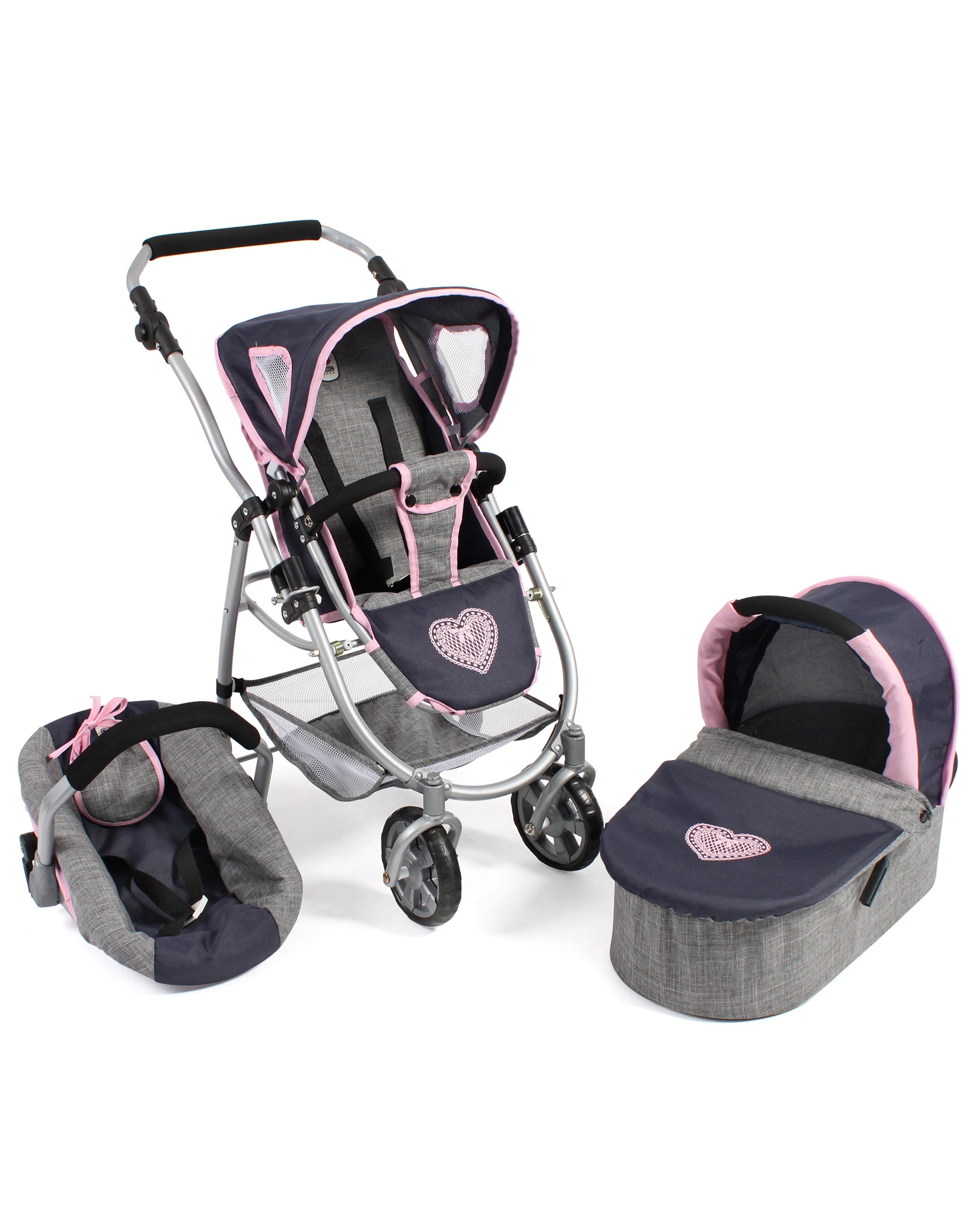 Kombi-Puppenwagen EMOTION ALL IN 3in1 in melange grau-navy