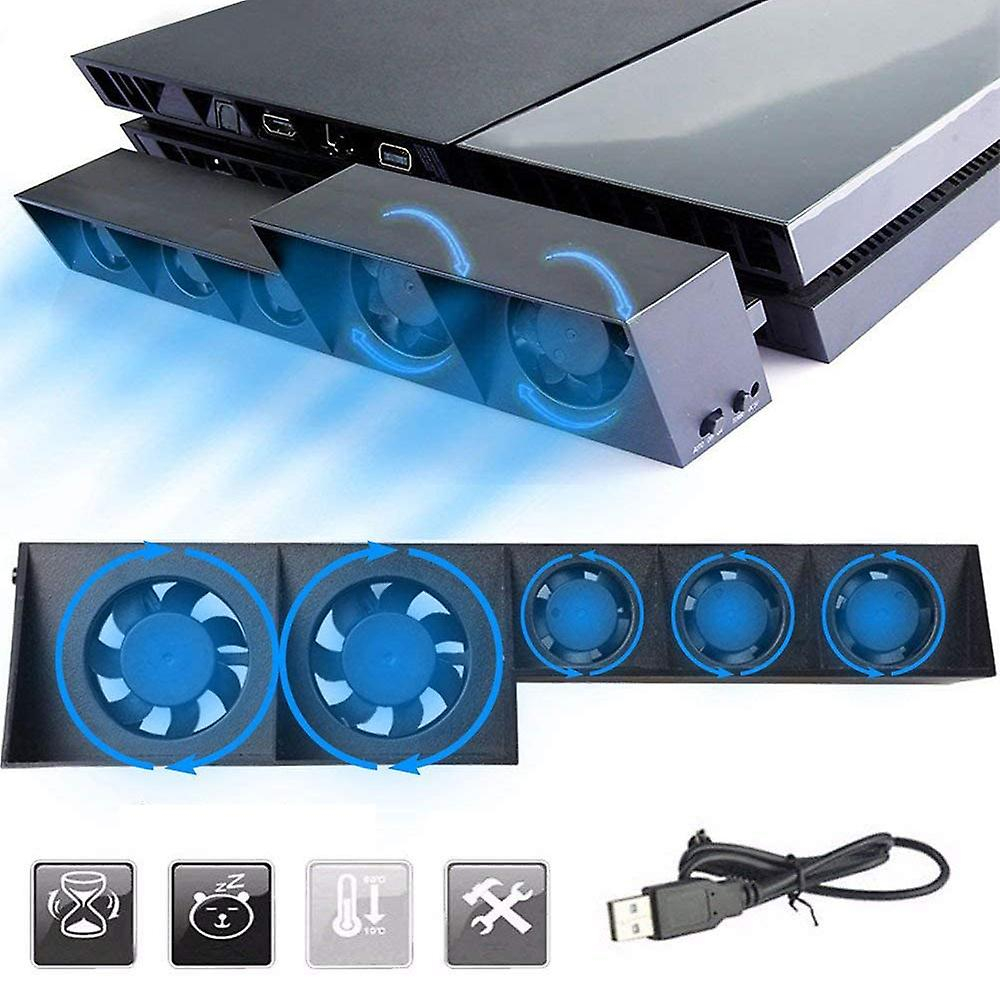 Sony PlayStation PS4 Kühler Halterung mit 5 aktiven Tubo Lüftern und automatischer (Auto On/Off Funktion)- Schwarz