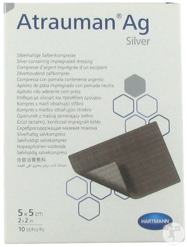 Hartmann Atrauman Ag Compresse D'Argent Imprégnée Stérile 5x5cm Pièces 10 (4995713)