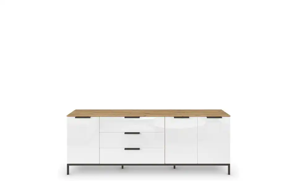 Sideboard Weiß, Eiche Artisan (Nachbildung) Weiß, Eiche Artisan (Nachbildung) Front: Glas, Oberboden: Dekor Graphit